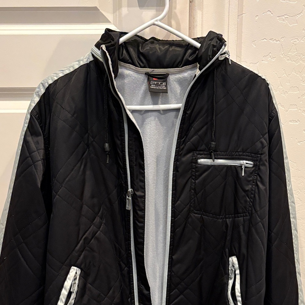 Nike Black and Gray Quilted Windbreaker